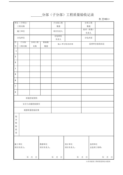 (完整版)鲁JJ-084分部(子分部)工程质量验收记录.doc