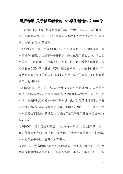雨后春景-关于描写春景的中小学生精选作文500字
