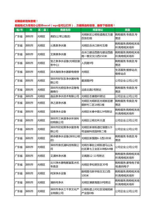 2020新版广东省深圳市光明区净水器工商企业公司商家名录名单黄页联系方式大全29家