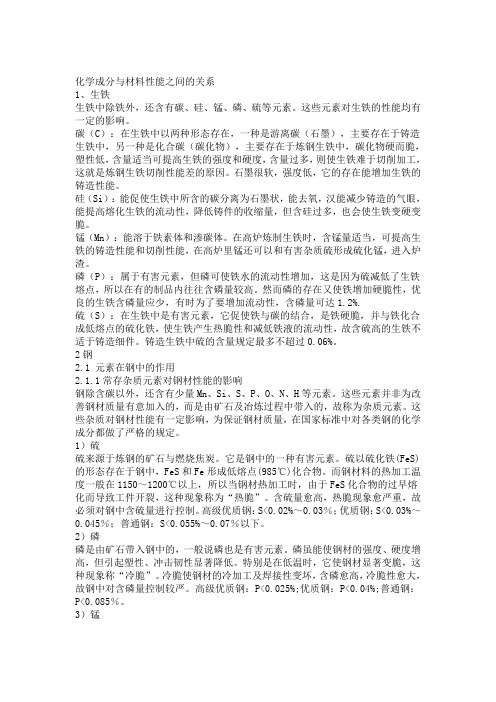 化学成分与材料性能之间的关系