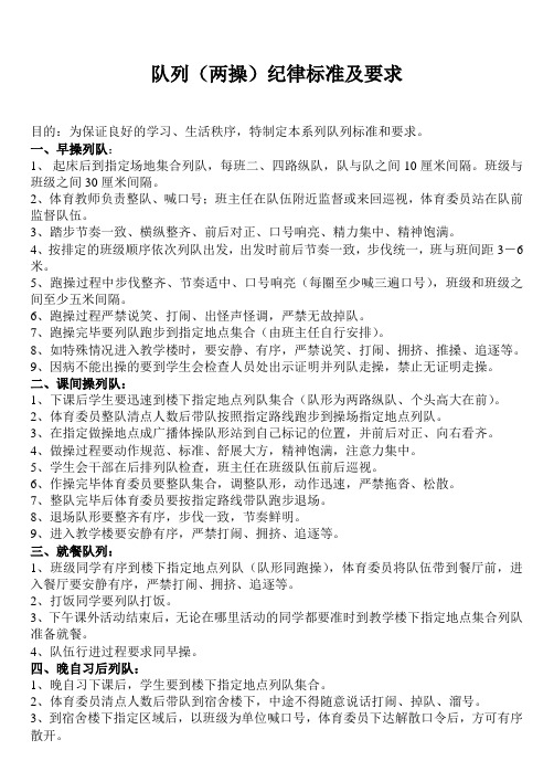 队列(两操)纪律标准与要求