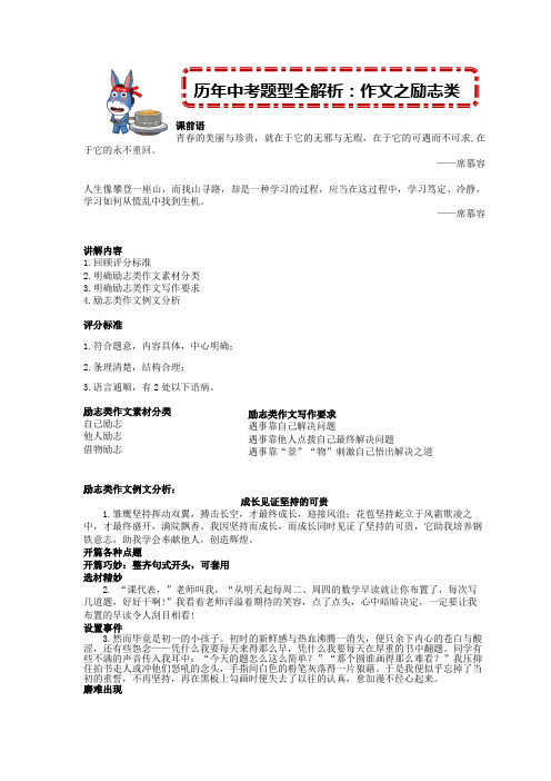 历年中考题型全解析：作文之励志类