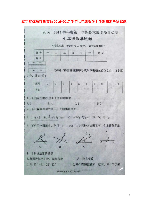 辽宁省抚顺市新宾县七年级数学上学期期末考试试题(扫描版) 新人教版