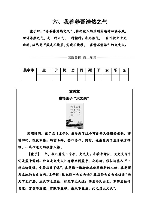 高中语文选修课之第二单元六、我善养吾浩然之气 Word版含解析