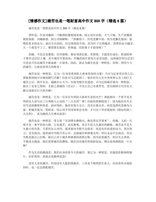 [情感作文]痛苦也是一笔财富高中作文800字(精选6篇)