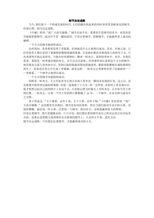 高中议论文：细节决定成败4