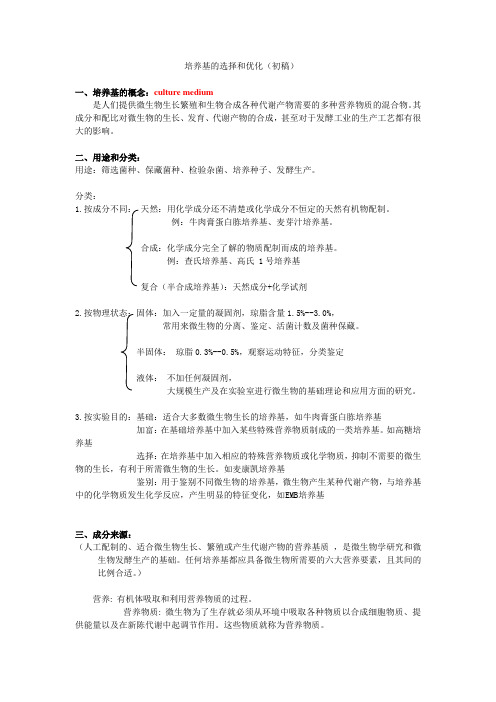 培养基的选择-整理