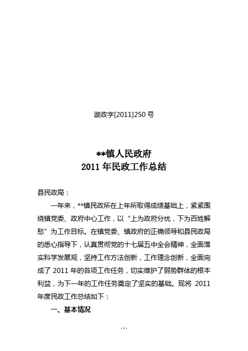 2011年民政工作总结