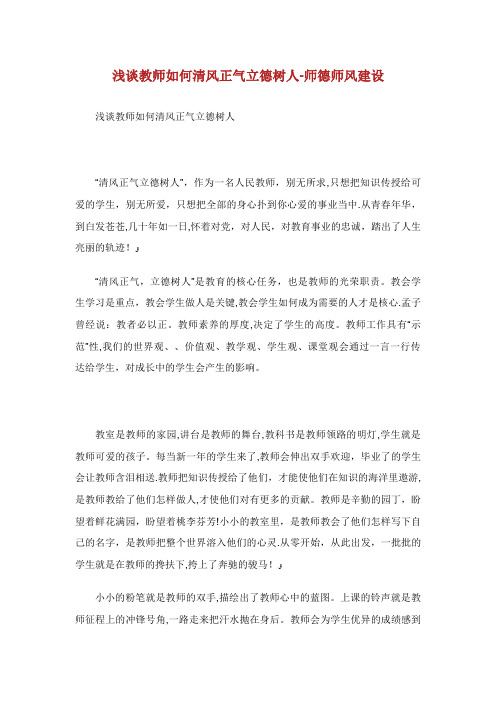浅谈教师如何清风正气立德树人师德师风建设