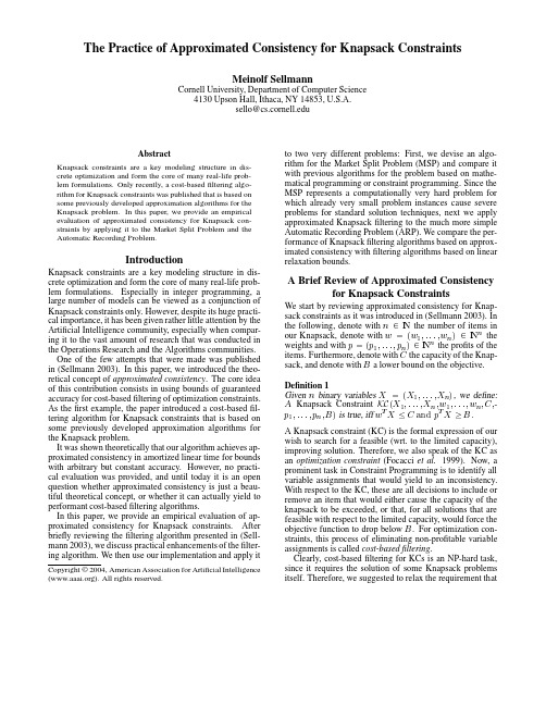 The Practice of Approximated Consistency for Knapsack Constraints