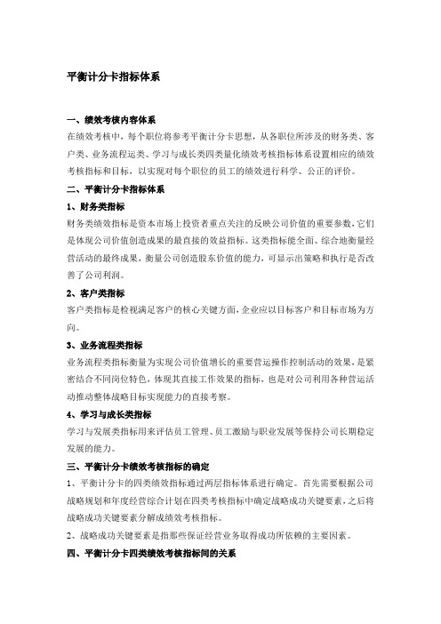 平衡计分卡指标体系