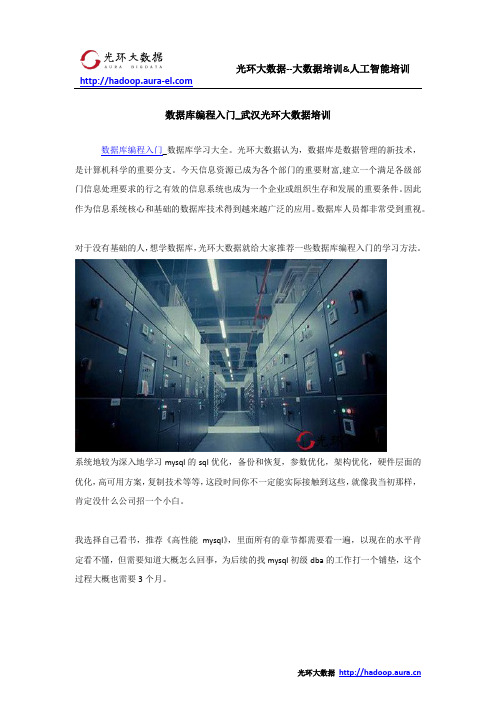 数据库编程入门_武汉光环大数据培训