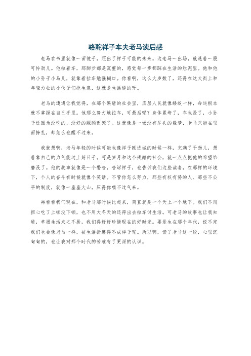 骆驼祥子车夫老马读后感