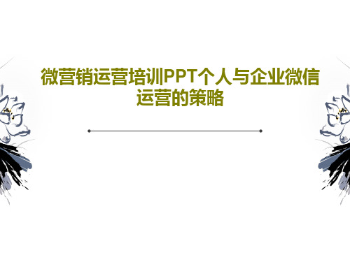 微营销运营培训PPT个人与企业微信运营的策略共38页文档