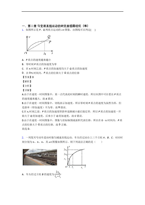 人教版高一上册物理 第二章 匀变速直线运动专题练习(解析版)