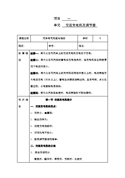 交流发电机与调节器_项目