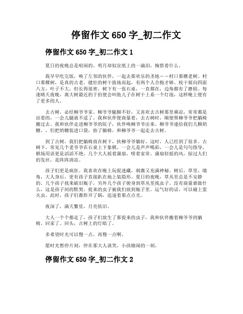停留作文650字初二作文