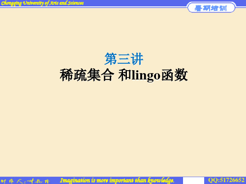 Lingo软件 稀疏集合和常用函数 数学建模培训