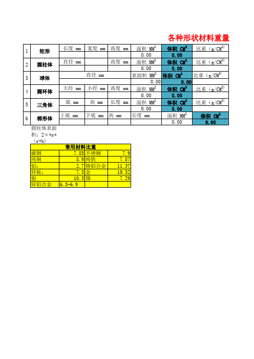 各种形状材料重量计算公式