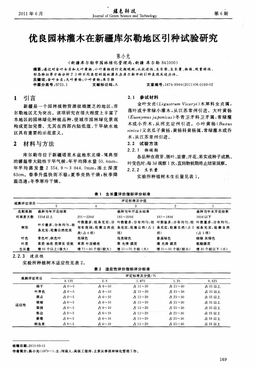 优良园林灌木在新疆库尔勒地区引种试验研究