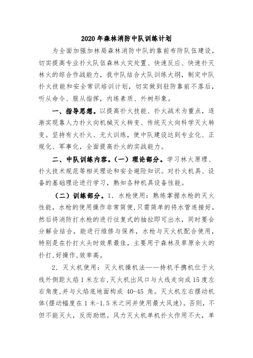 2020年森林消防中队训练计划