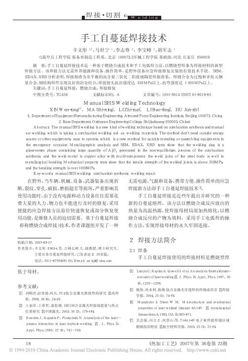 手工自蔓延焊接技术_辛文彤
