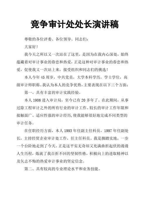 竞争审计处处长演讲稿