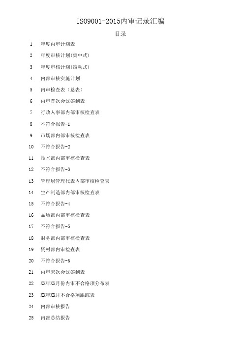 ISO9001-2015内部审核记录汇编