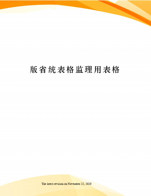 版省统表格监理用表格