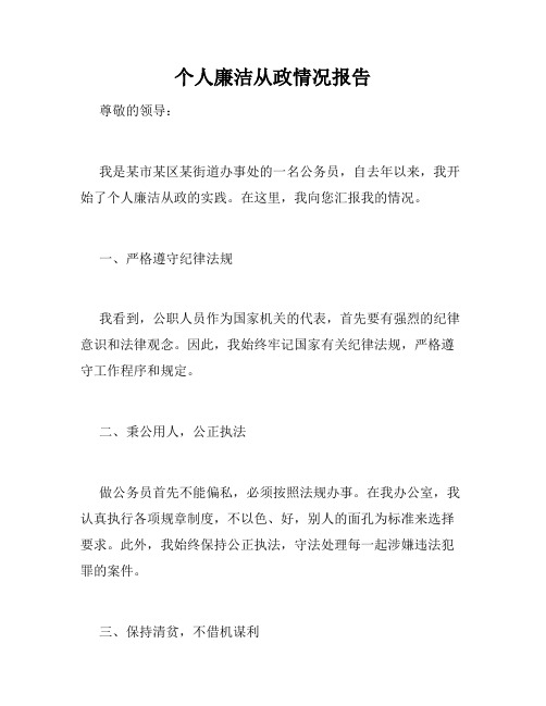 个人廉洁从政情况报告