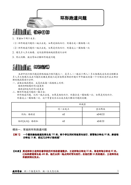 小学奥数知识点拨 精讲试题 题库 环形跑道问题.学生版