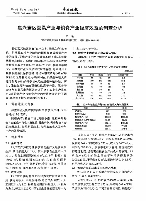 嘉兴蚕区蚕桑产业与粮食产业经济效益的调查分析