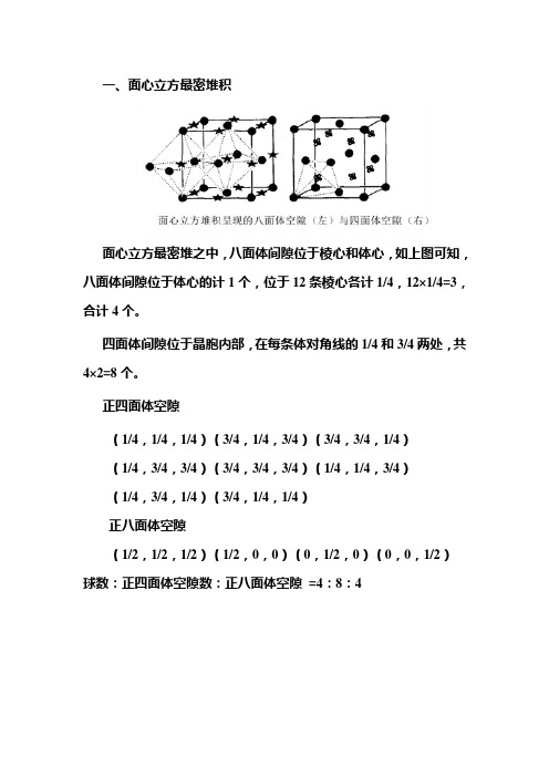 正四面体空隙和八面体空隙