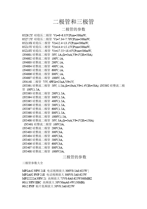 二极管和三极管的参数