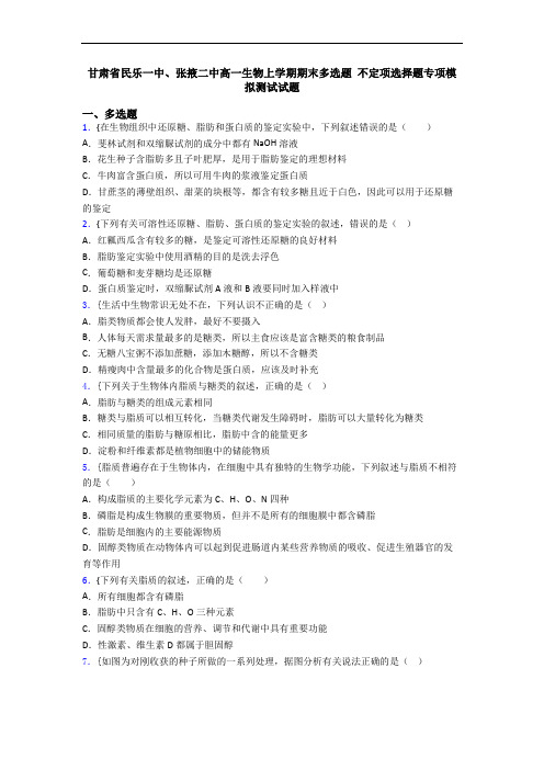 甘肃省民乐一中、张掖二中高一生物上学期期末多选题 不定项选择题专项模拟测试试题