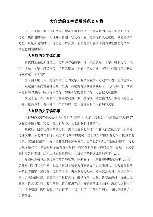 大自然的文字读后感范文6篇