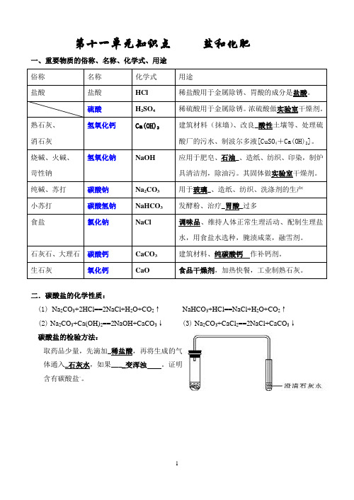 化学第十一单元知识点归纳