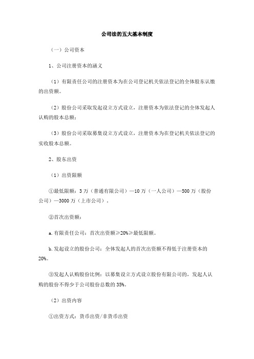 公司法的五大基本制度