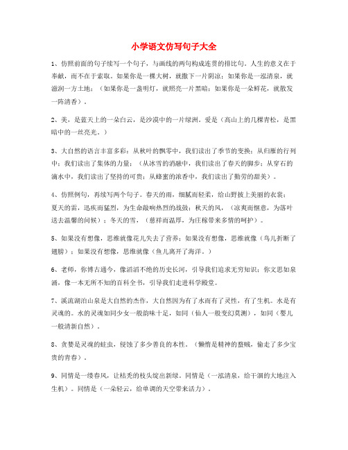 2021年最全小学语文仿写句重点练习小学升初中必看句式