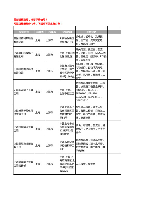 新版上海市整流桥工商企业公司商家名录名单联系方式大全101家
