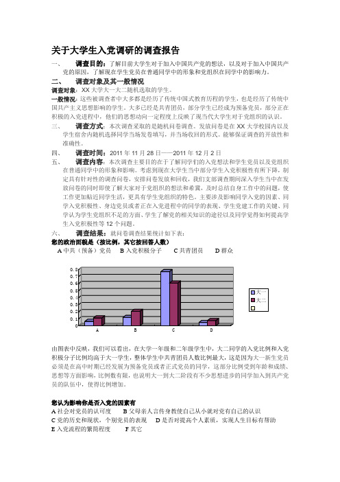 大学生入党调研调查报告