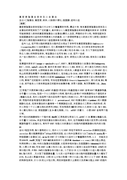高密度脂蛋白受体及联合蛋白