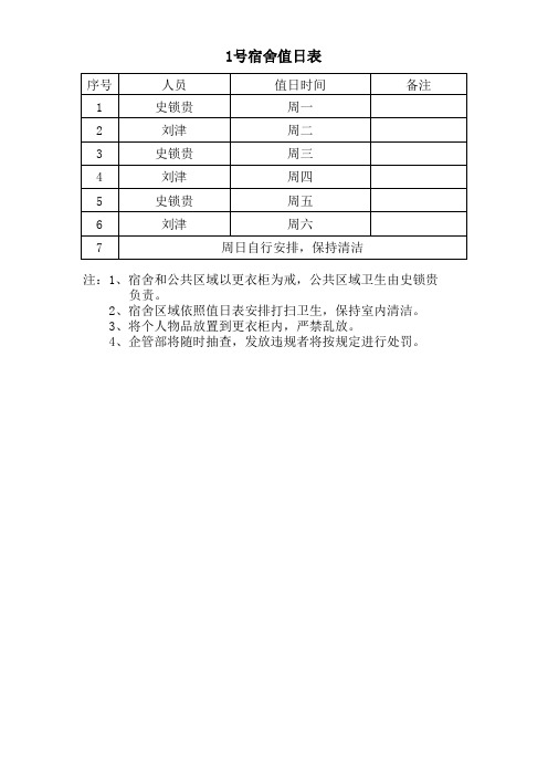 值日表