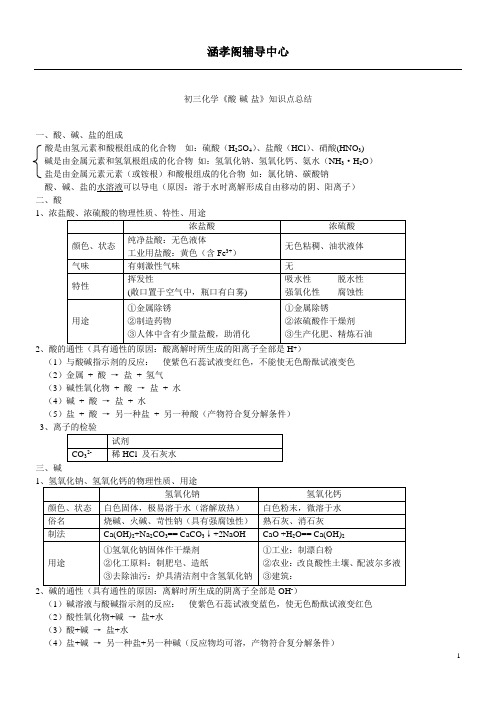 (完整版)初三化学《酸碱盐》知识点总结