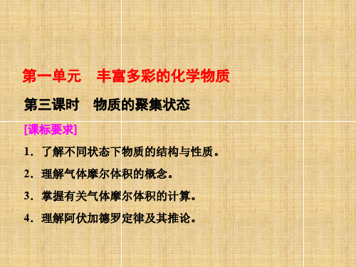 高中化学 专题1 化学家眼中的物质世界 第一单元 丰富多彩的化学物质(第3课时)物质的聚集状态名师课件 苏