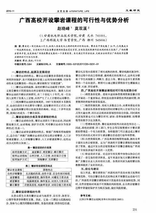 广西高校开设攀岩课程的可行性与优势分析