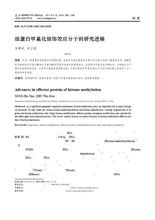 组蛋白甲基化修饰效应分子的研究进展