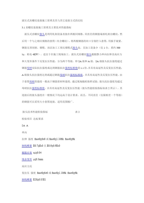 滚压式直螺纹连接施工原理及其与其它连接方式的比较
