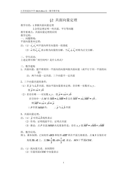 §2 共面向量定理