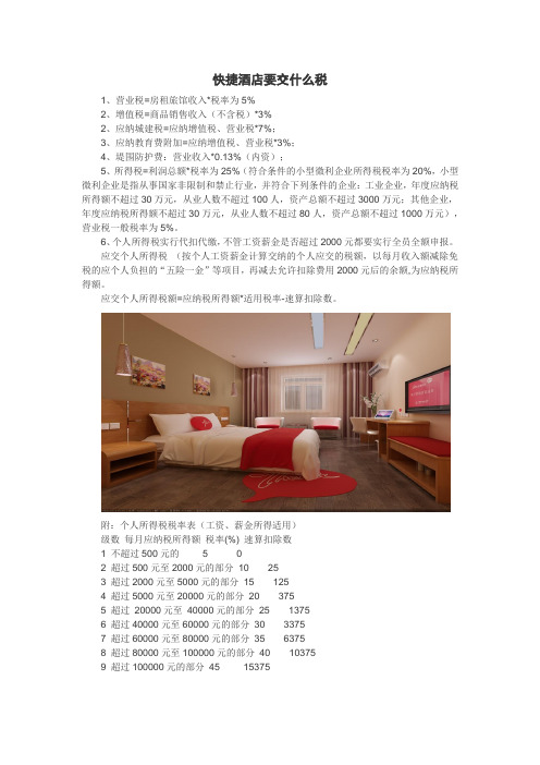 快捷酒店要交什么税